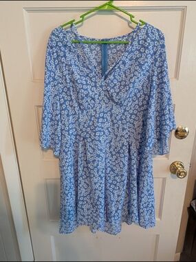 Blue Floral V-Neck Romper